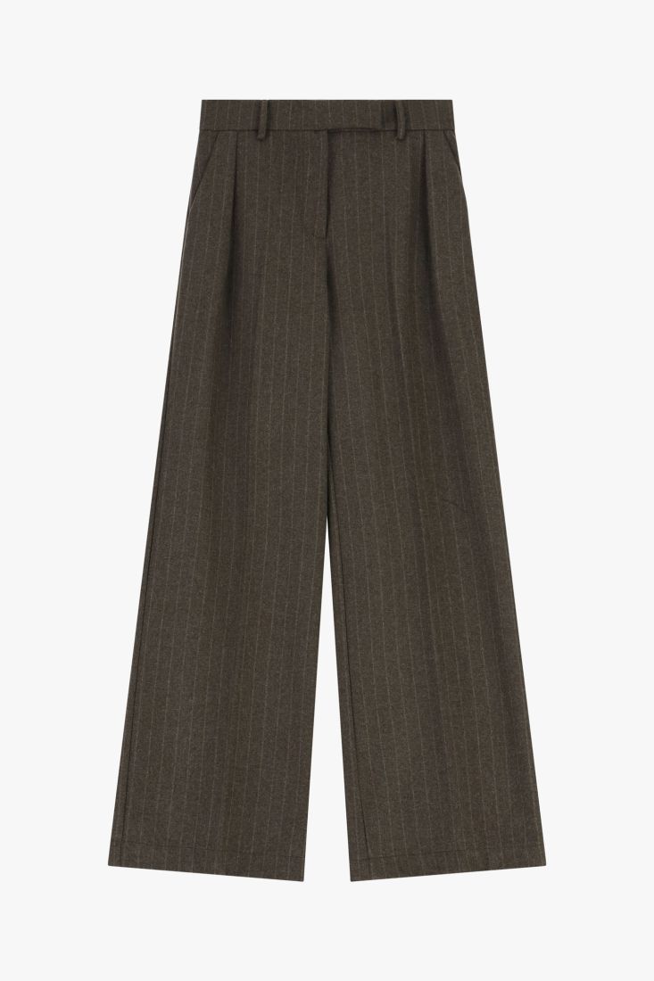 Palazzobukse med høyt liv, striper og frontlegg