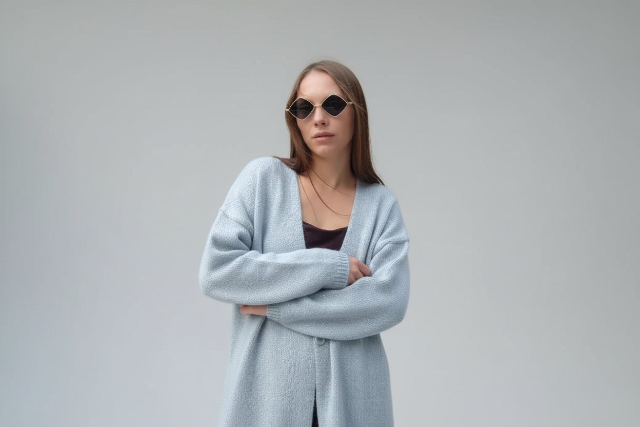 Cardigan med ull og paljetter