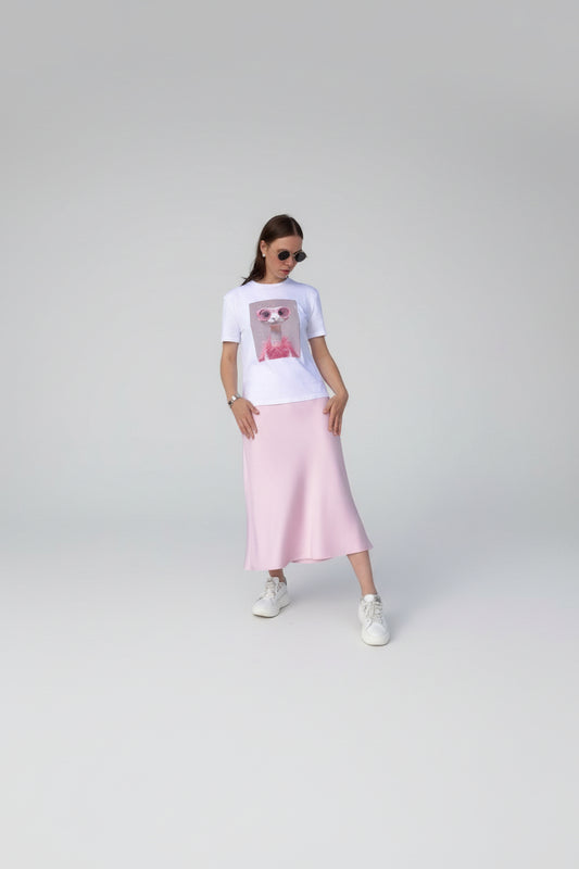 Midiskjørt, enkelt, utsvingt med medium midje