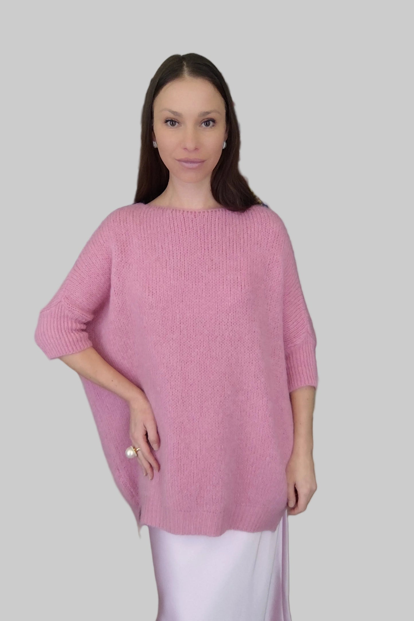 Oversized genser med trekvart ermer