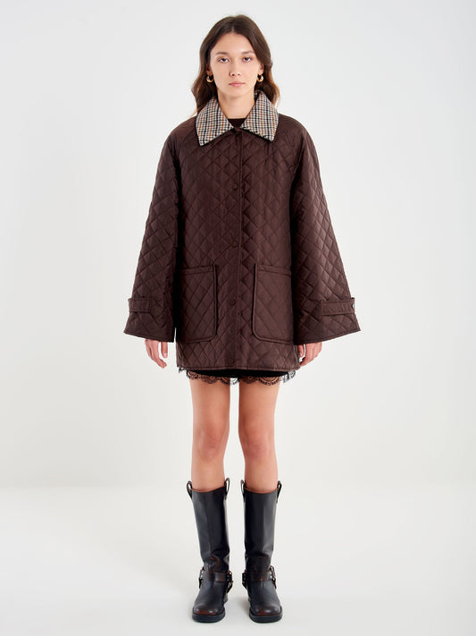 Vattert jakke med rutet krage