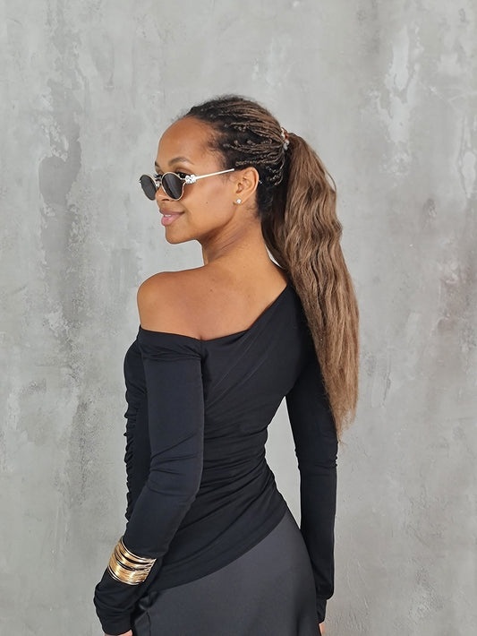 Langermet topp i elastisk stoff