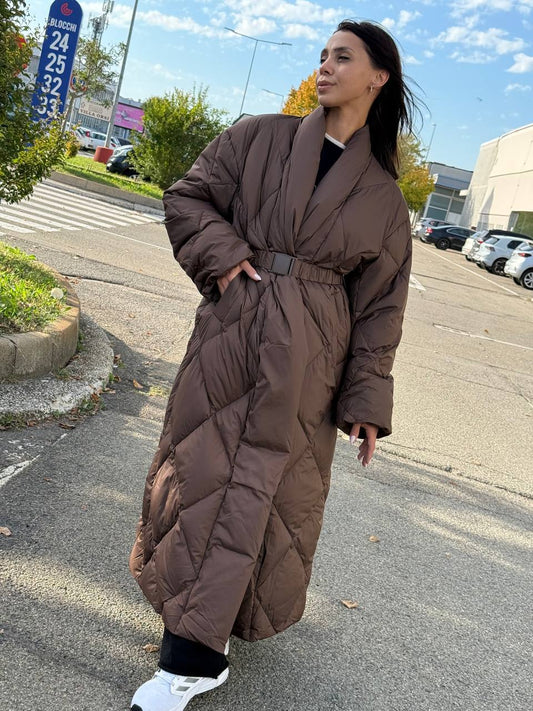 Lang vattert dunjakke