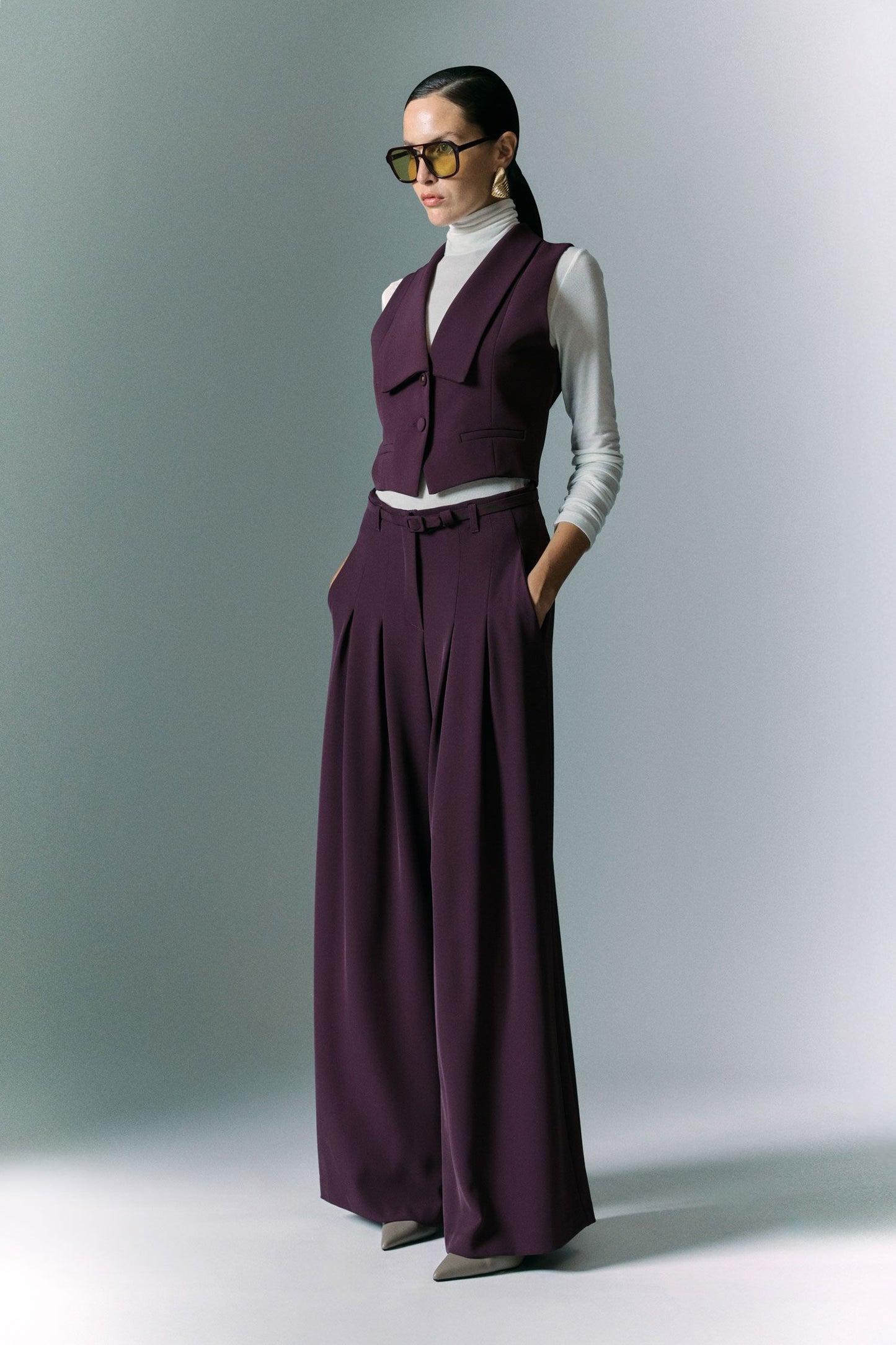 Palazzobukse med høyt liv og legg foran