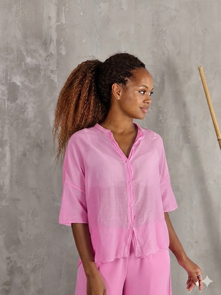 Oversized Bluse med Silke