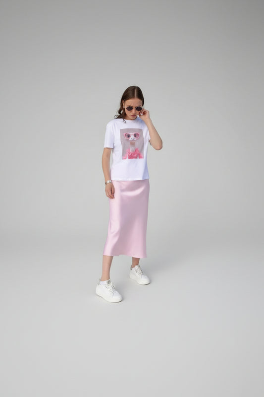 Midiskjørt, enkelt, utsvingt med medium midje