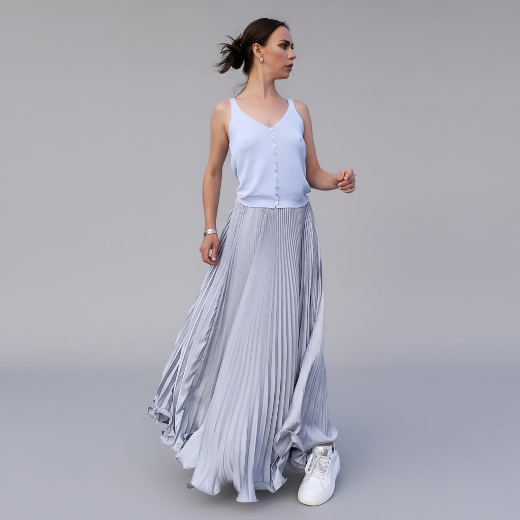 Langt plissert skjørt