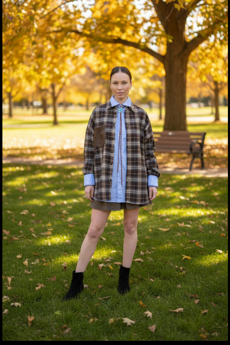 Rutete skjorte med løs passform