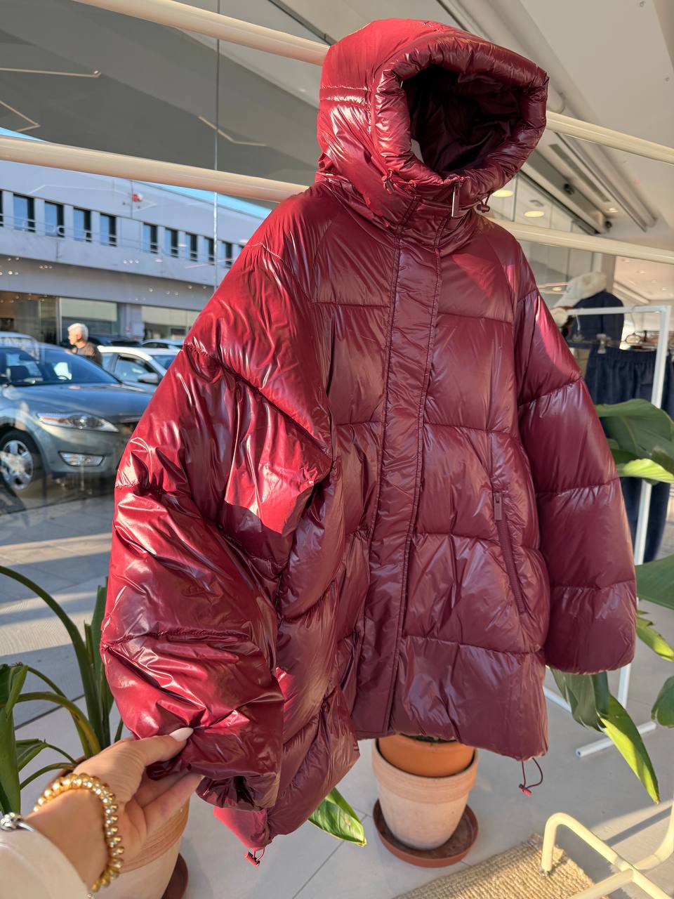 Oversized dunjakke med raglanermer