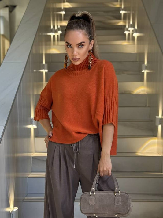 Turtleneck-genser med albuelange ermer