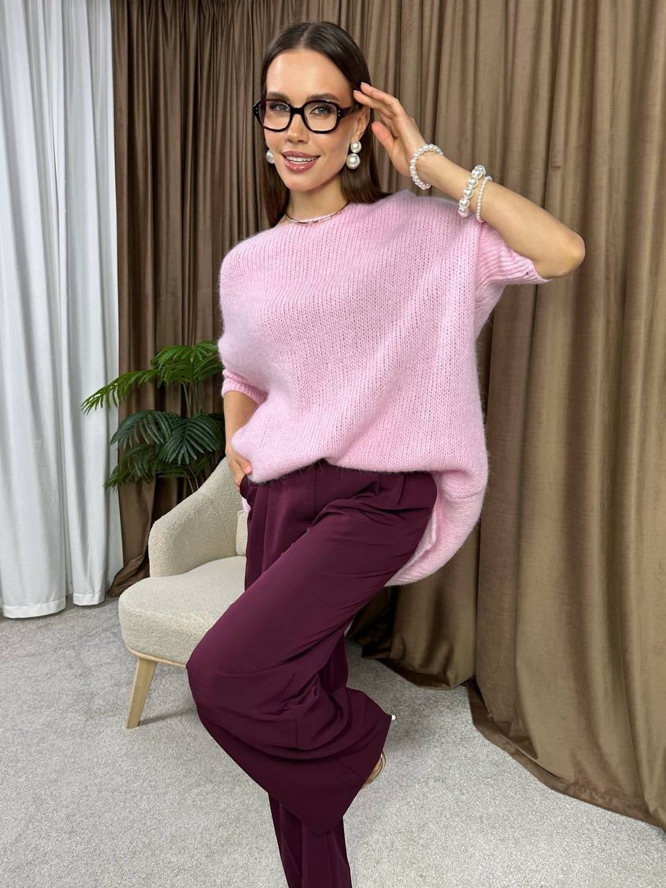 Oversized genser med trekvart ermer