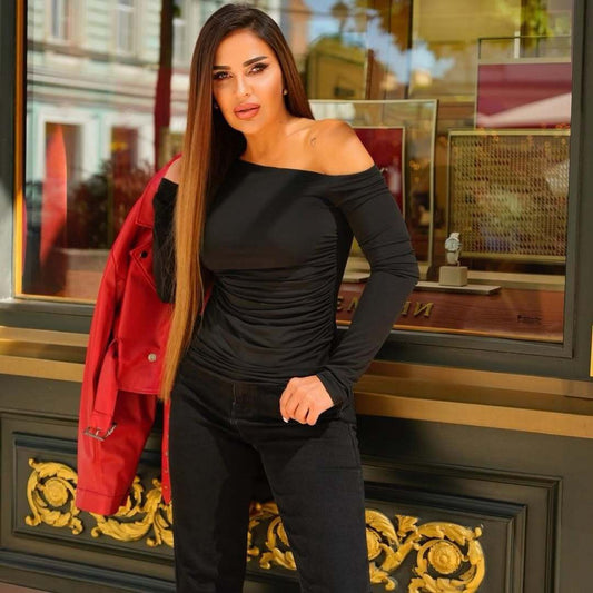 Langermet topp i elastisk stoff