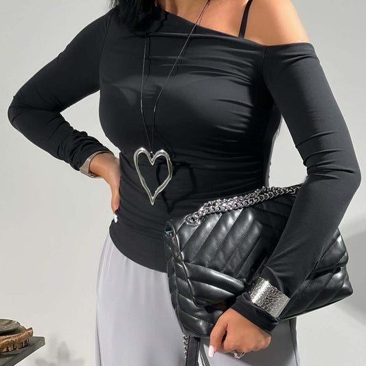 Langermet topp i elastisk stoff