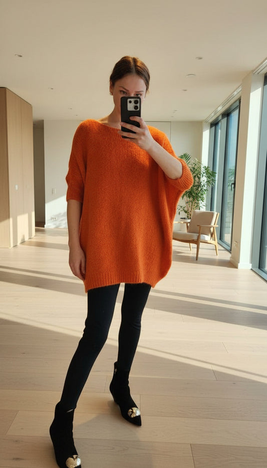 Oversized genser med trekvart ermer