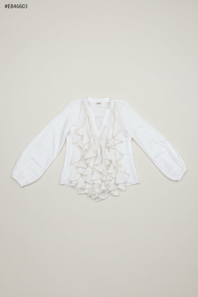 Bohem-Bluse med Volanger