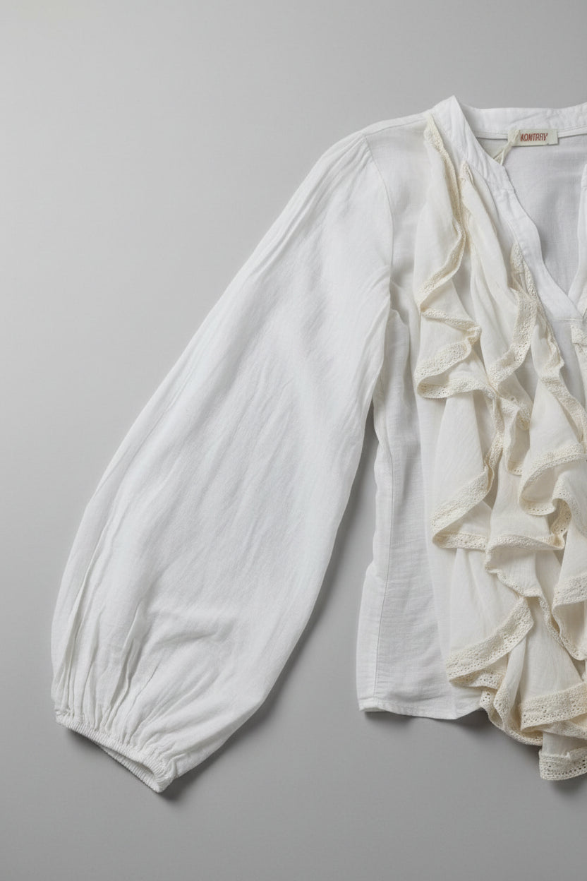 Bohem-Bluse med Volanger