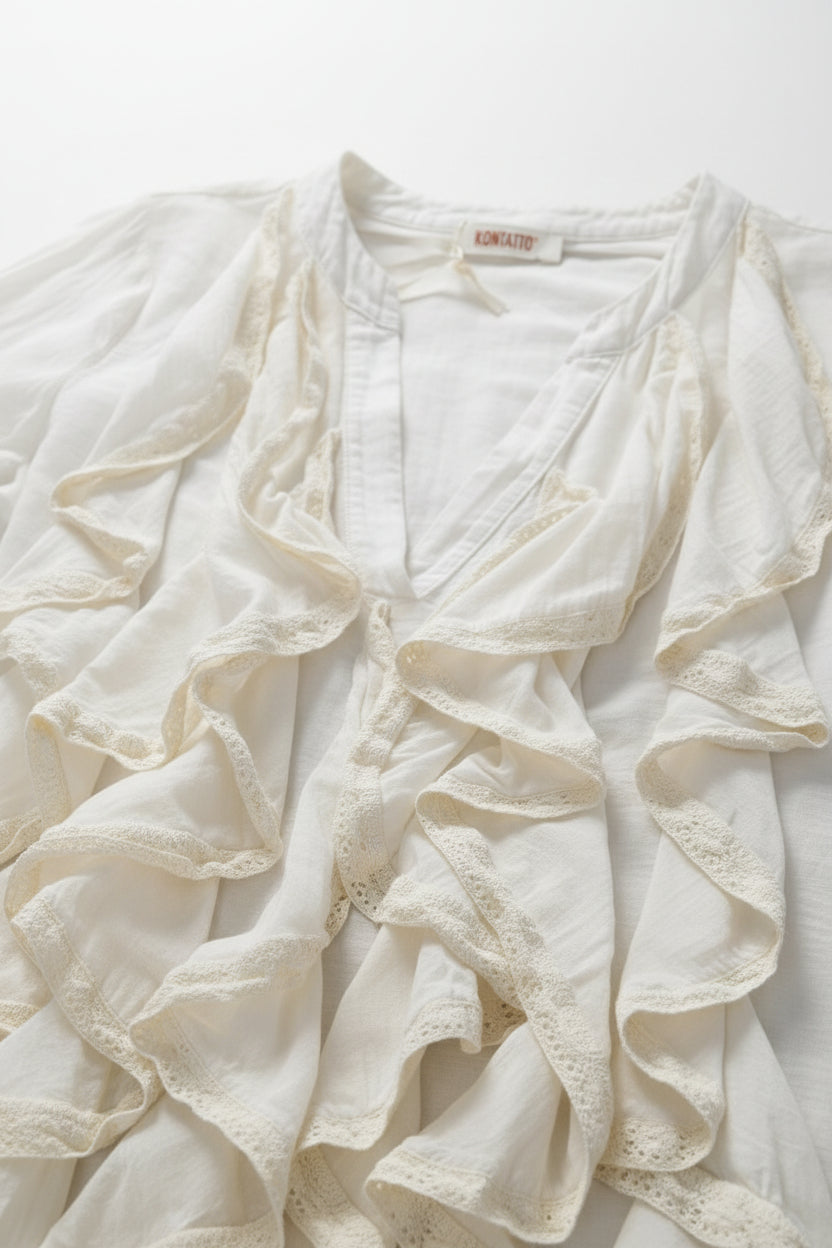 Bohem-Bluse med Volanger