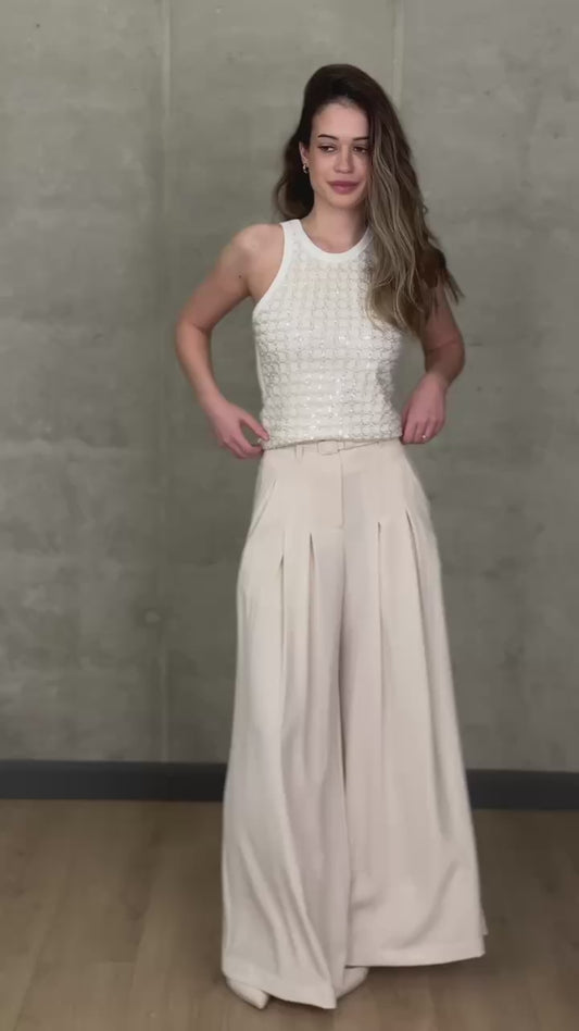 Palazzobukse med høyt liv og legg foran