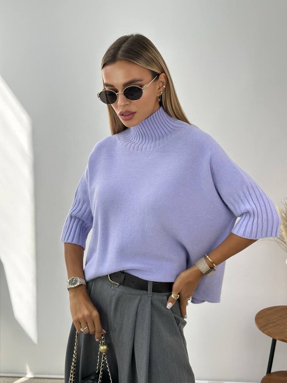 Turtleneck-genser med albuelange ermer