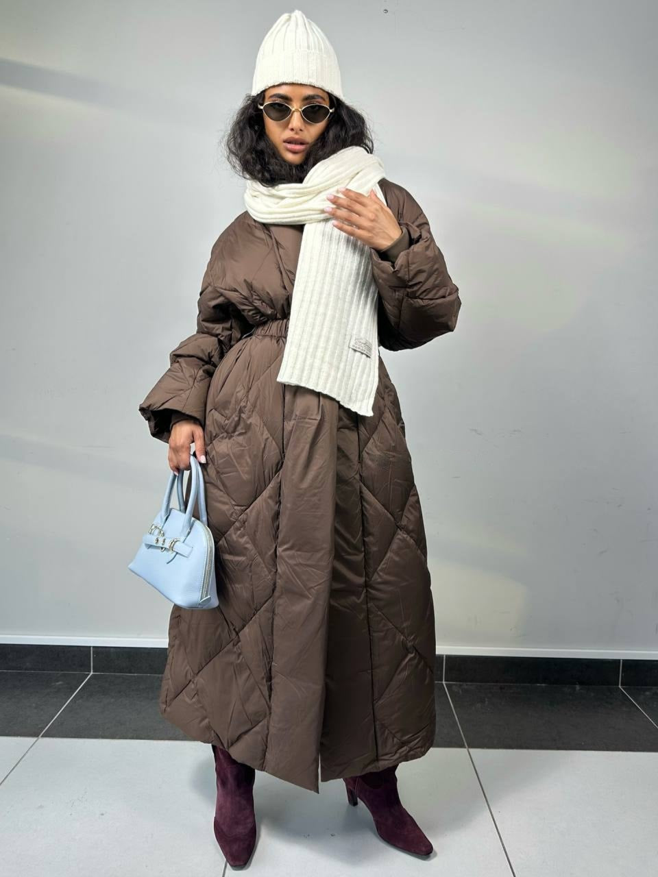 Lang vattert dunjakke